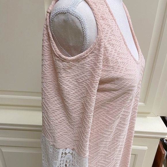 Vava x Joy Han Crochet Lace Sleeve Midi Sheath Dress Apricot Sexy Cutouts - Picture 7 of 14